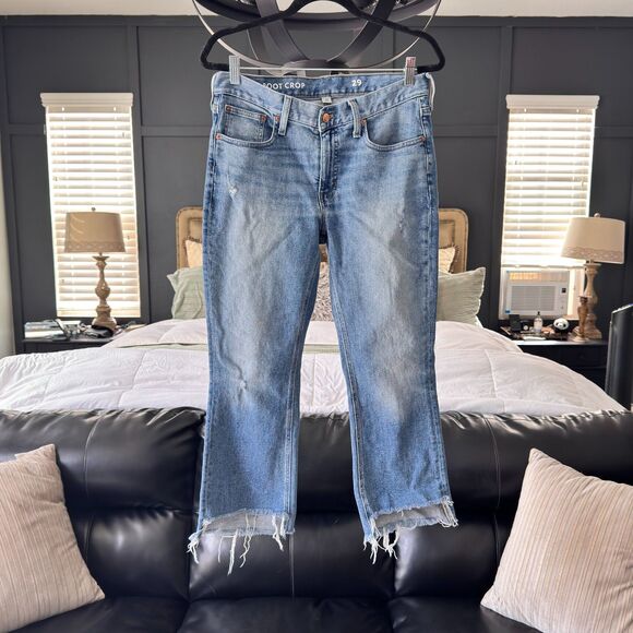 J.Crew Slim Boot Crop Raw Hem Women’s 29 Medium Wash Y2K Raw Hem Streetwear - Picture 1 of 14